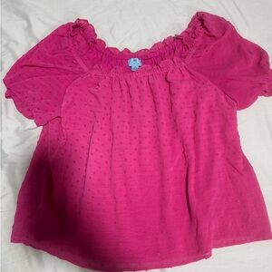 CeCe Fuchsia Ruffle Blouse